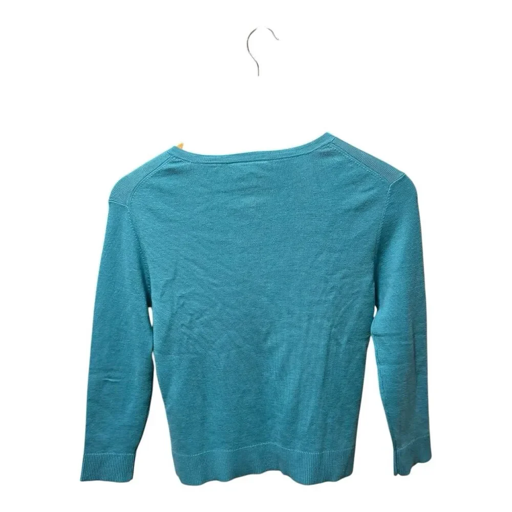 Ann Taylor Sweater‎ Womens Petite Extra Small Blue Teal Cardigan Twee - Picture 4 of 5